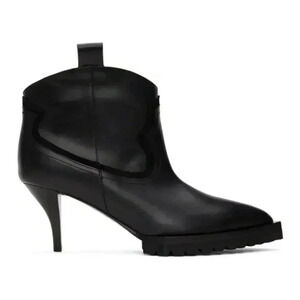 Sacai Black Leather Cowboy Booties